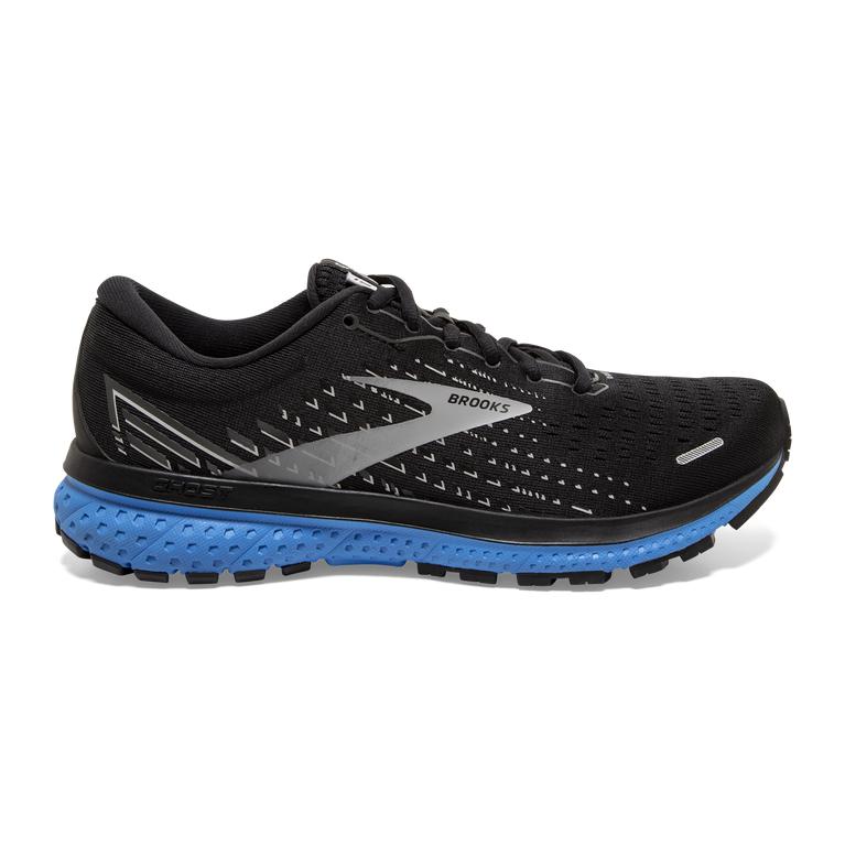 Brooks Ghost 13 Mens Road Running Shoes - Black/Grey/Blue - Indonesia (OHNV-08963)